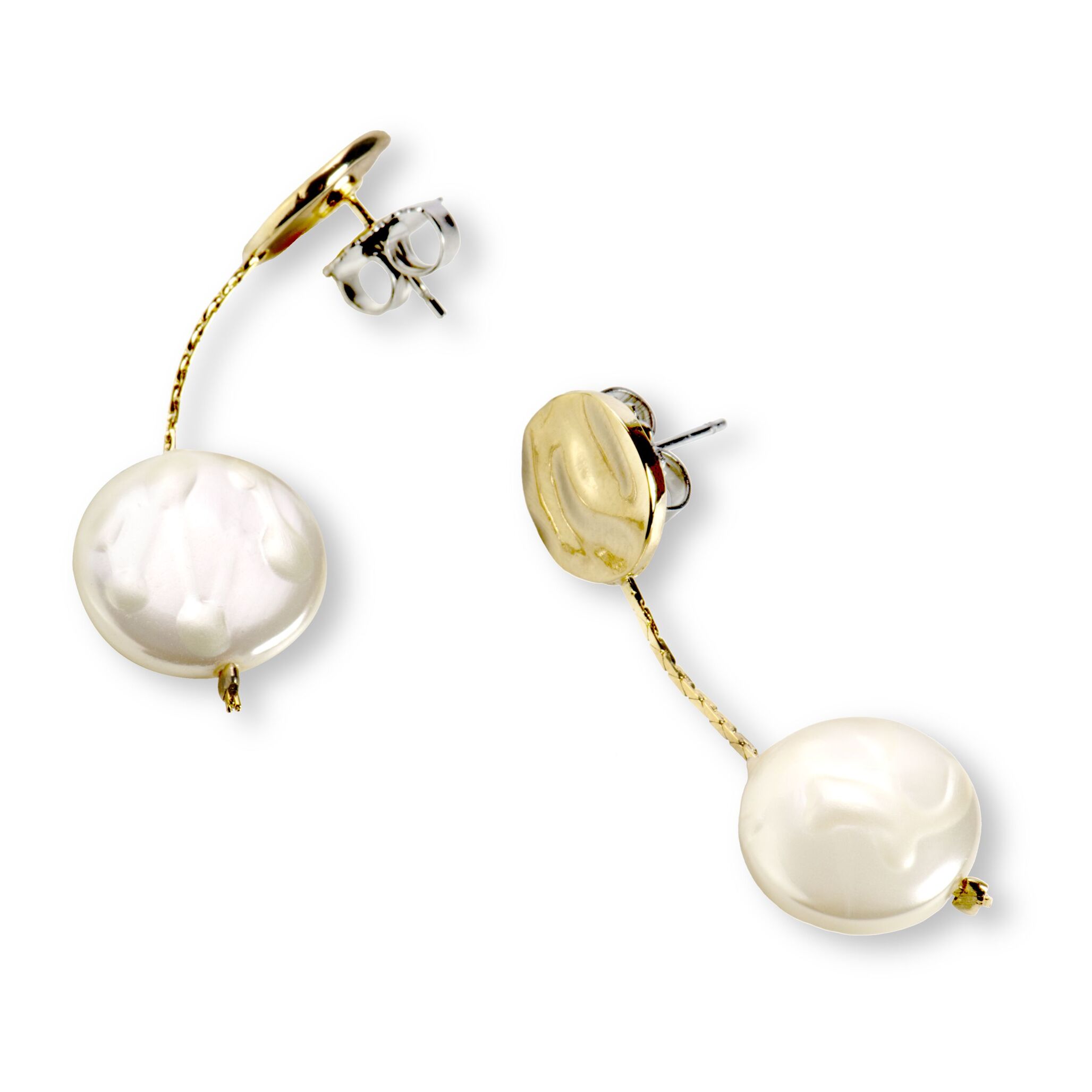 Pendientes de Perla Blanca acabados en oro amarillo de 18K