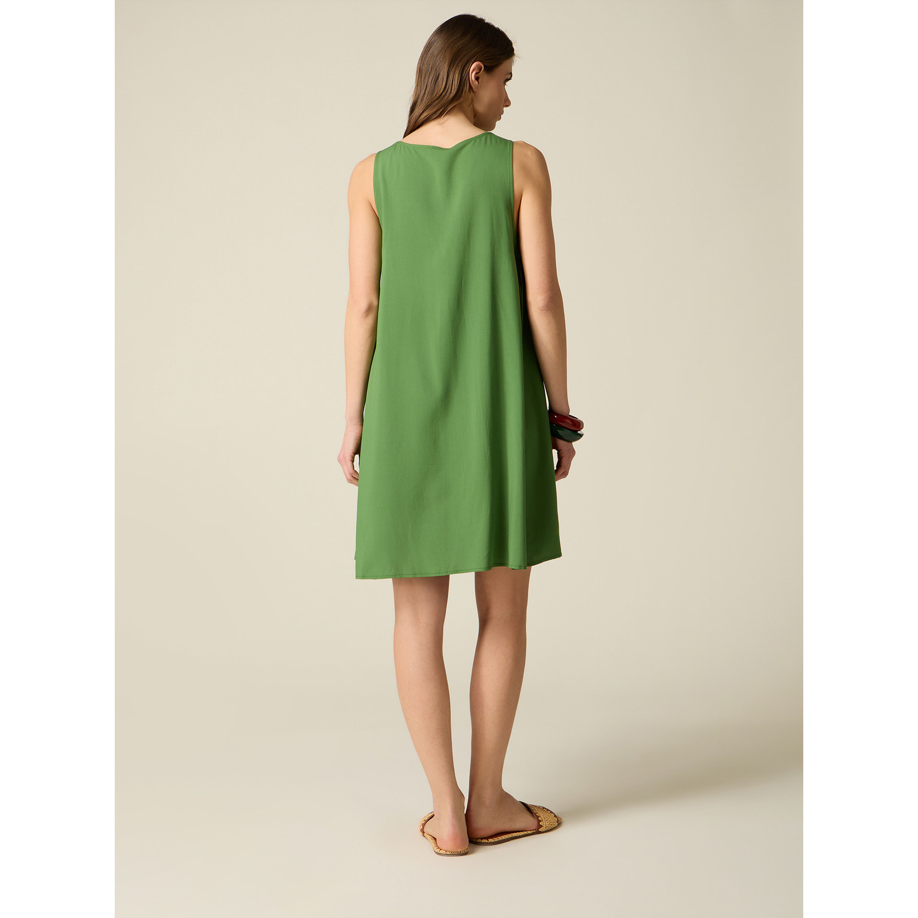 Oltre - vestido oversize sin mangas de viscosa - Verde