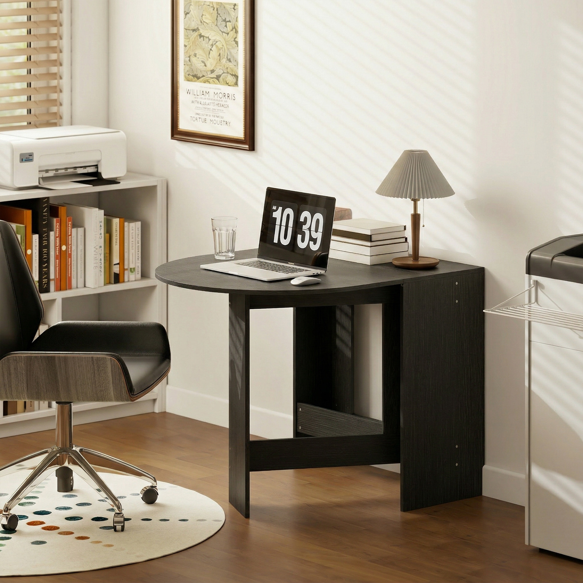 Mesa Plegable de Comedor, Mesa de Cocina Plegable Ovalada, 163x80x75 cm con Alas Abatibles, Hasta 6 Personas, para Comedor, Salón, Espacio Pequeño, Negro