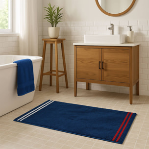 Alfombra de baño 50x80cm 100% algodón 800gsm rizo teñido color azul marino el ganso
