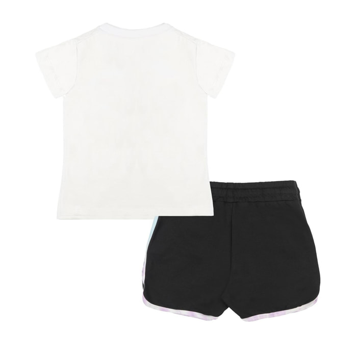 Set da bambina con t-shirt e pantaloncini in cotone Leone Rainbow