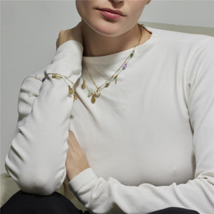 Collar con Cristal Multicolor acabado oro 18k