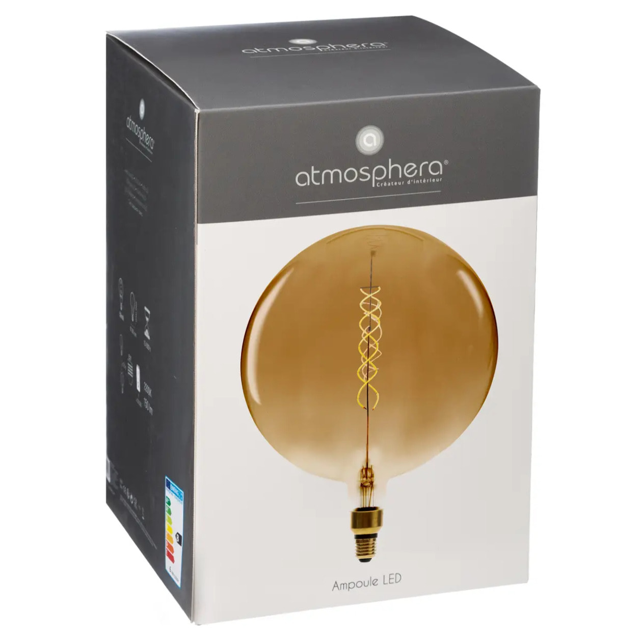 Ampoule LED "Globe" ambrée - filament torsadé E27 D30 cm