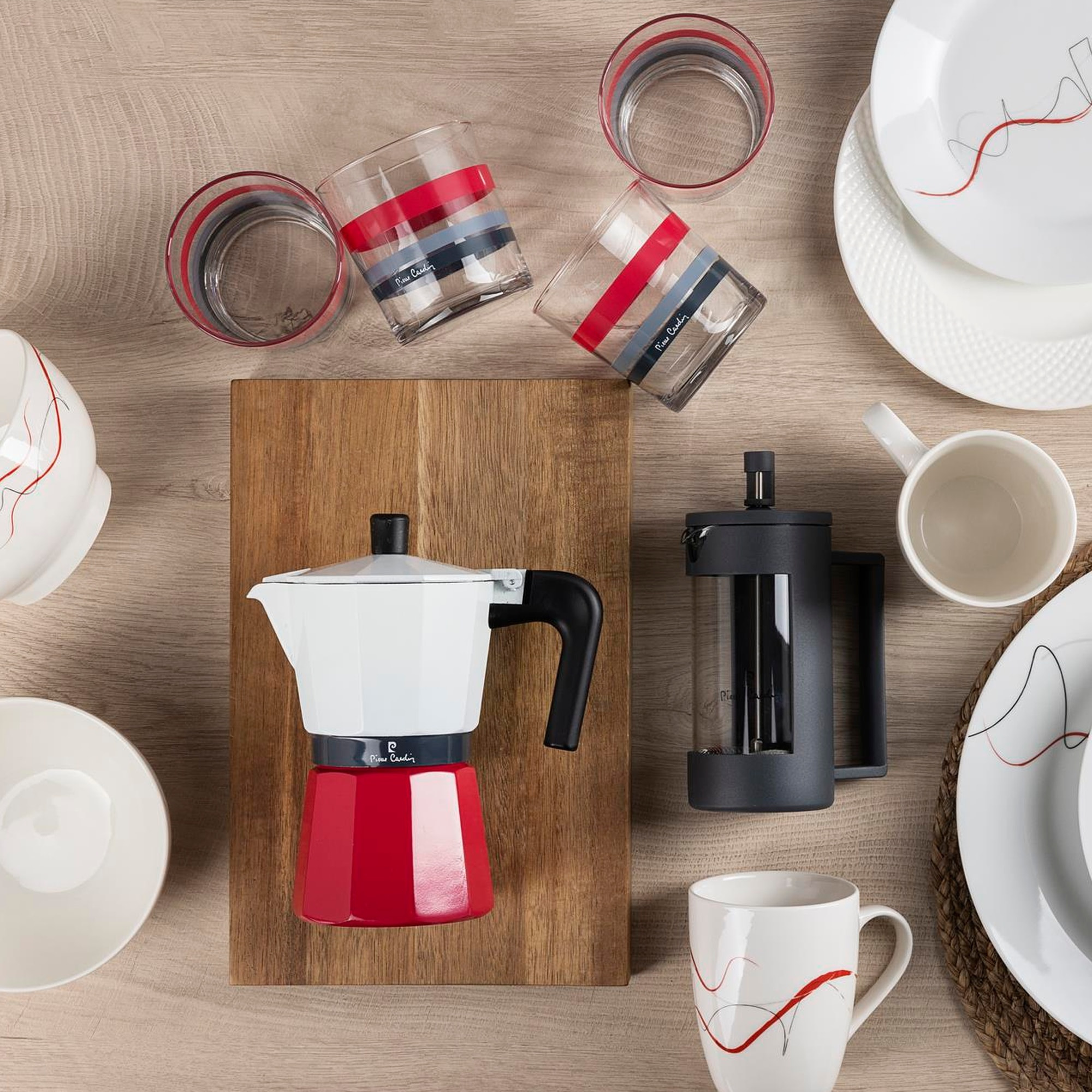 Set 4 vasos de 35cl Pierre cardin con diseño a rayas