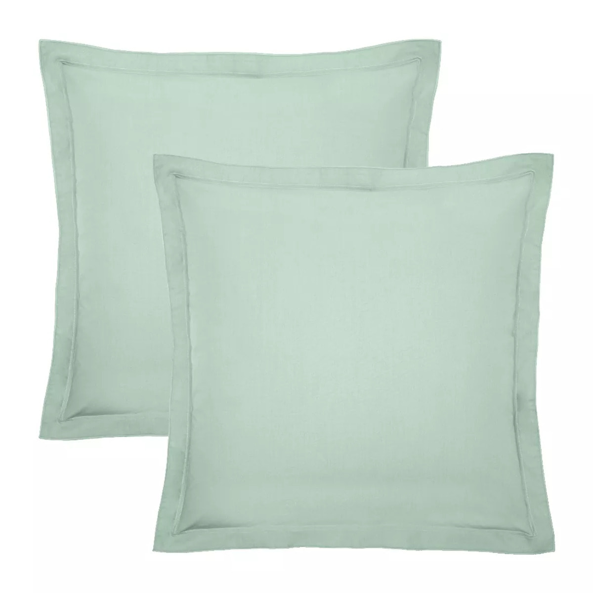 Lot de 2 taies percale de coton uni bleu vert La percale francaise givre