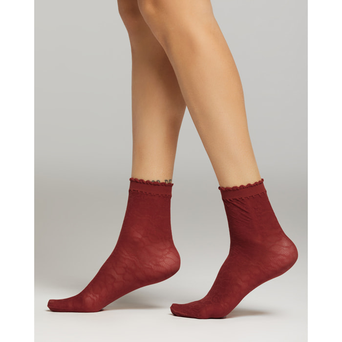 Calza Miuccia con motivo pizzo macro