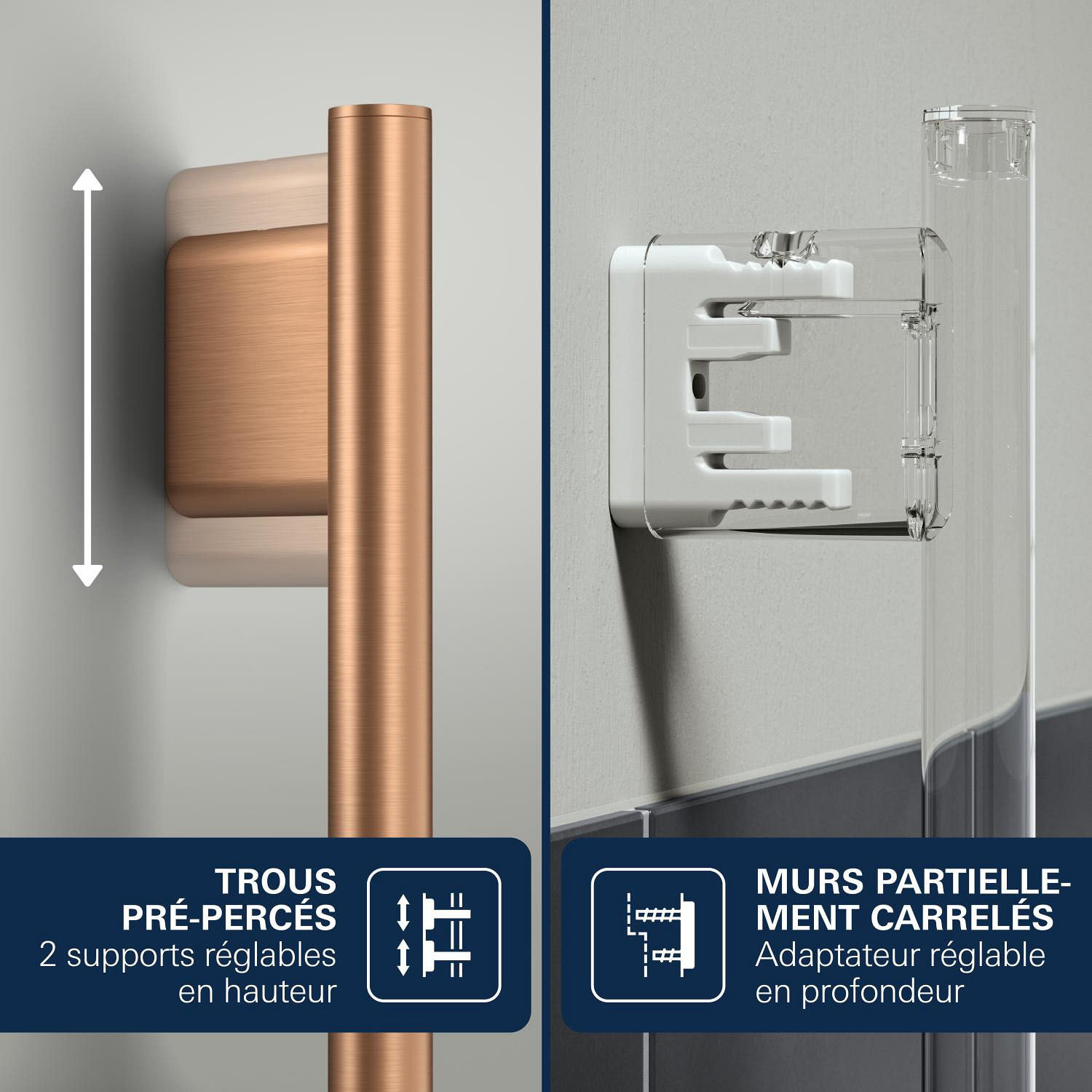 Ensemble de douche 3 jets (Pluie, Jet stimulant, Booster) - Warm Sunset brossé