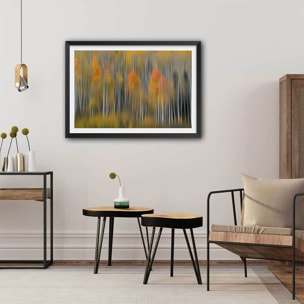 Affiche forêt et Impression d'automne Affiche + cadre en bois - Noir