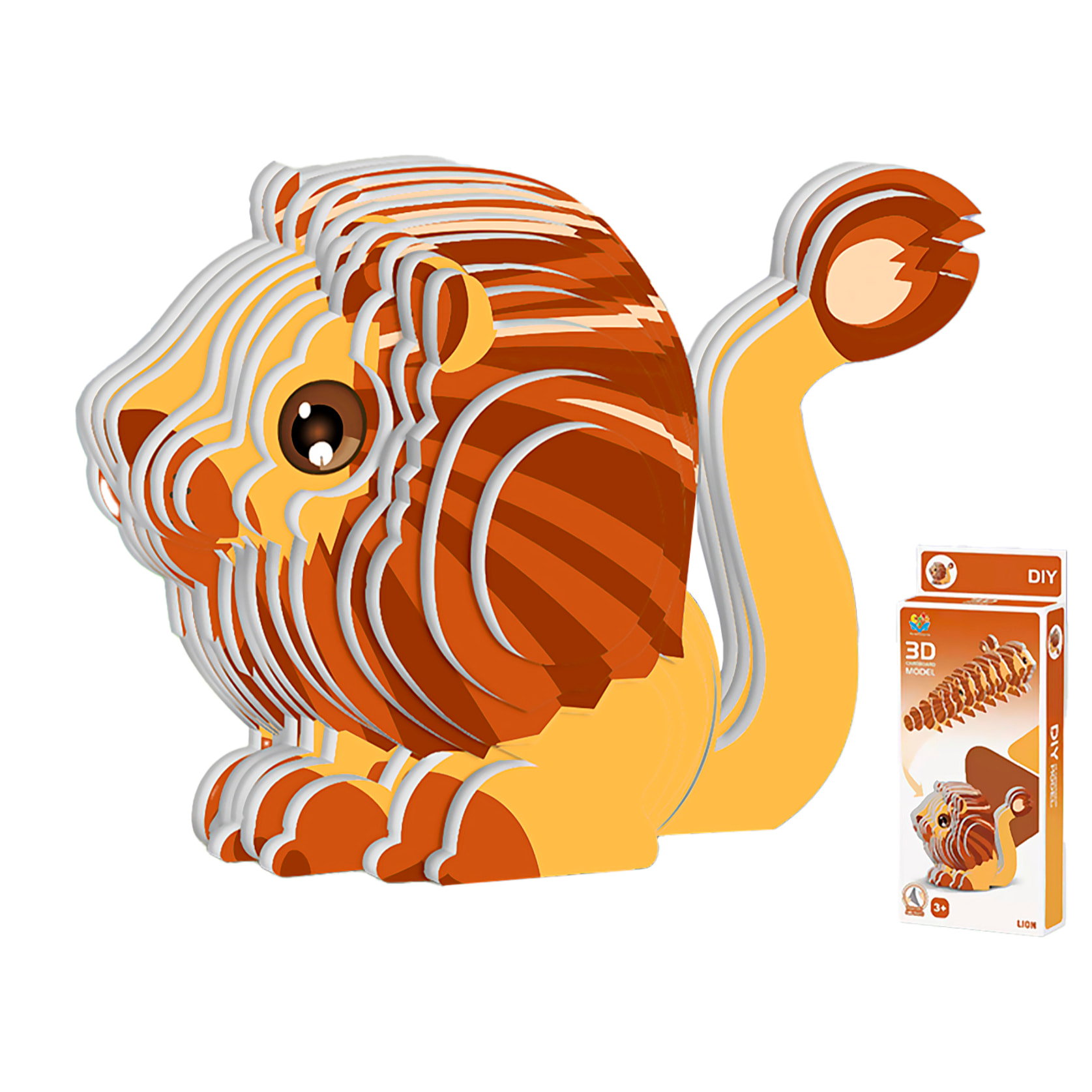 Puzle 3D de cartón con relieve. Diseño de León.