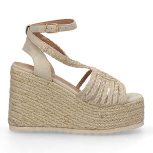 Sandalias de cuña de yute para mujer, diseño elegante y moderno con tiras cruzadas