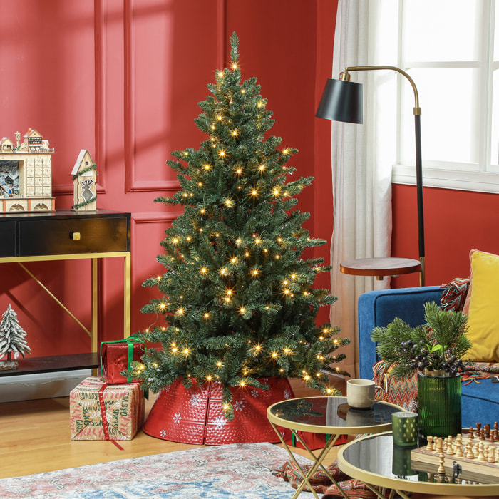 Árbol de Navidad 150 cm Árbol de Navidad Artificial con 220 Luces LED 588 Ramas y Soporte de Metal Árbol Navideño para Salón Interior Verde