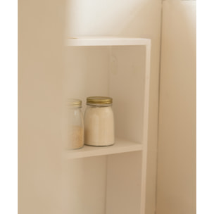 Estantería de madera maciza tono blanco con 1 estante Alto: 74 Largo: 80 Ancho: 20