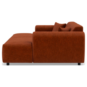 Aumance - canapé droit 4 places avec double méridienne assise profonde en velours texturé - Terracotta