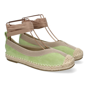 Bailarina de Mujer con Yute, Diseño Moderno con Puntera Bordada y Cintas