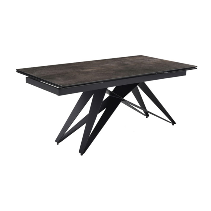 Table extensible céramique grise 180/260 cm - 8 piètements - UNIK