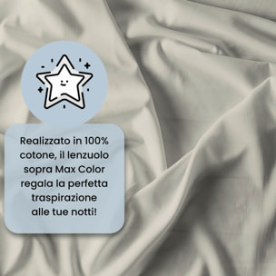 LENZUOLO SOPRA MAX COLOR, 100% Cotone, Tinta Unita, Made in Italy - PANNA