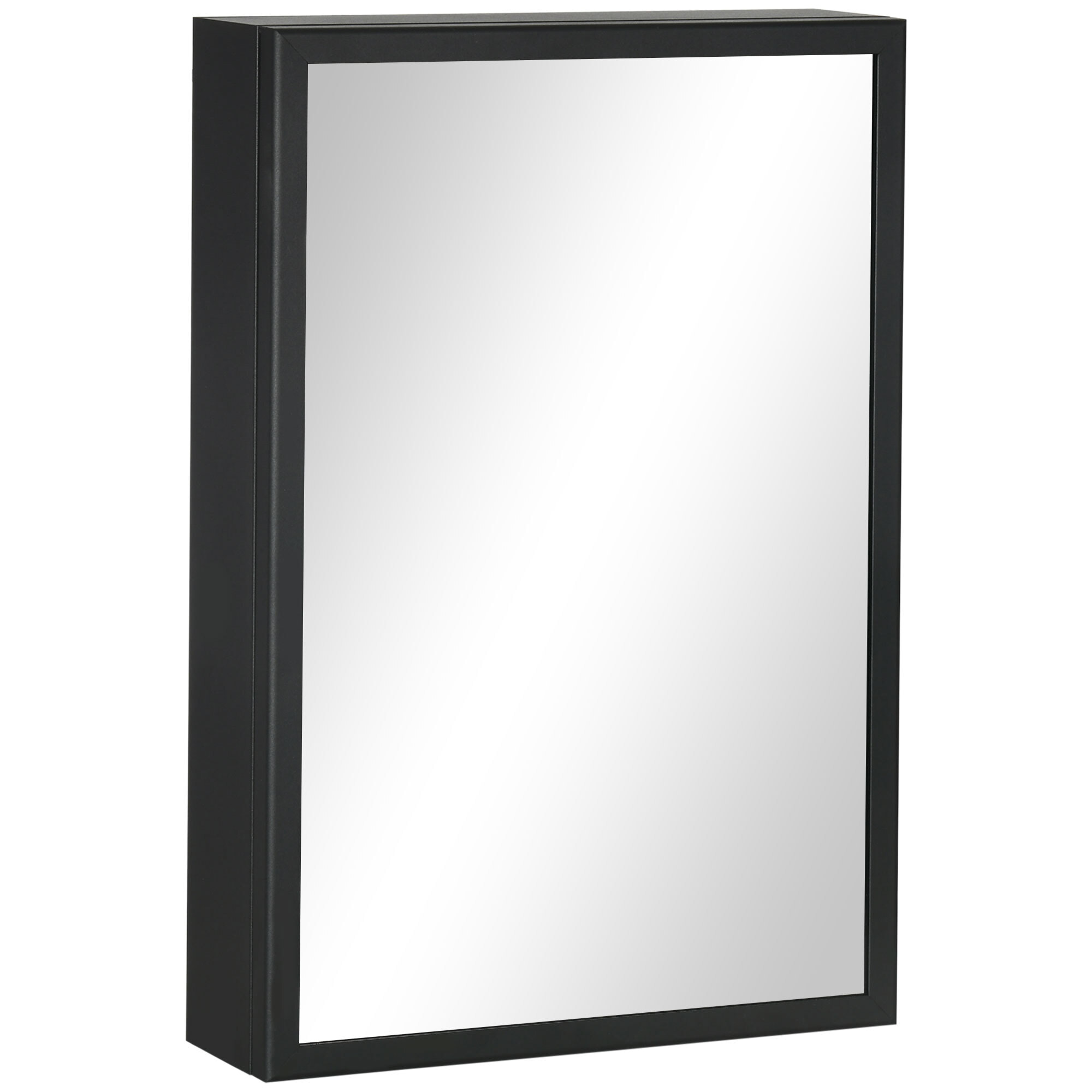 Armoire miroir murale salle de bain toilette dim. 40L x 12l x 60H cm acier inox. noir verre