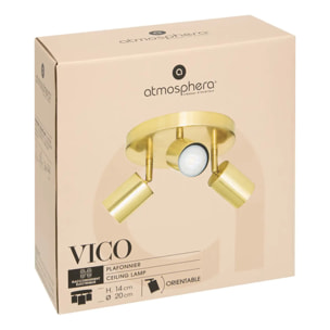Plafonnier Vico doré 20x20cm