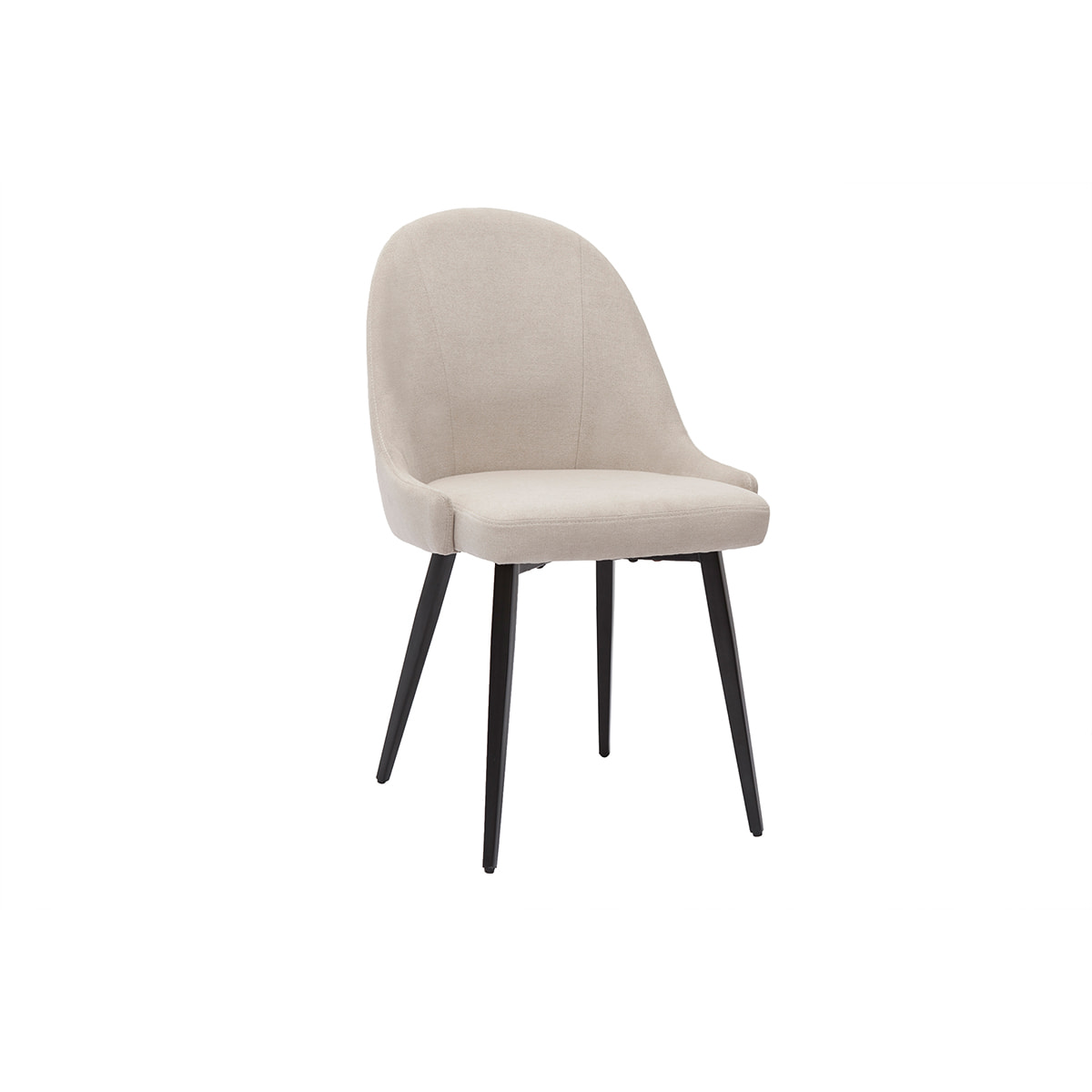 Chaises design en tissu effet velours beige et métal noir (lot de 2) REEZ