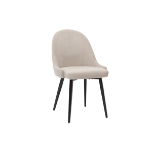 Chaises design en tissu effet velours beige et métal noir (lot de 2) REEZ