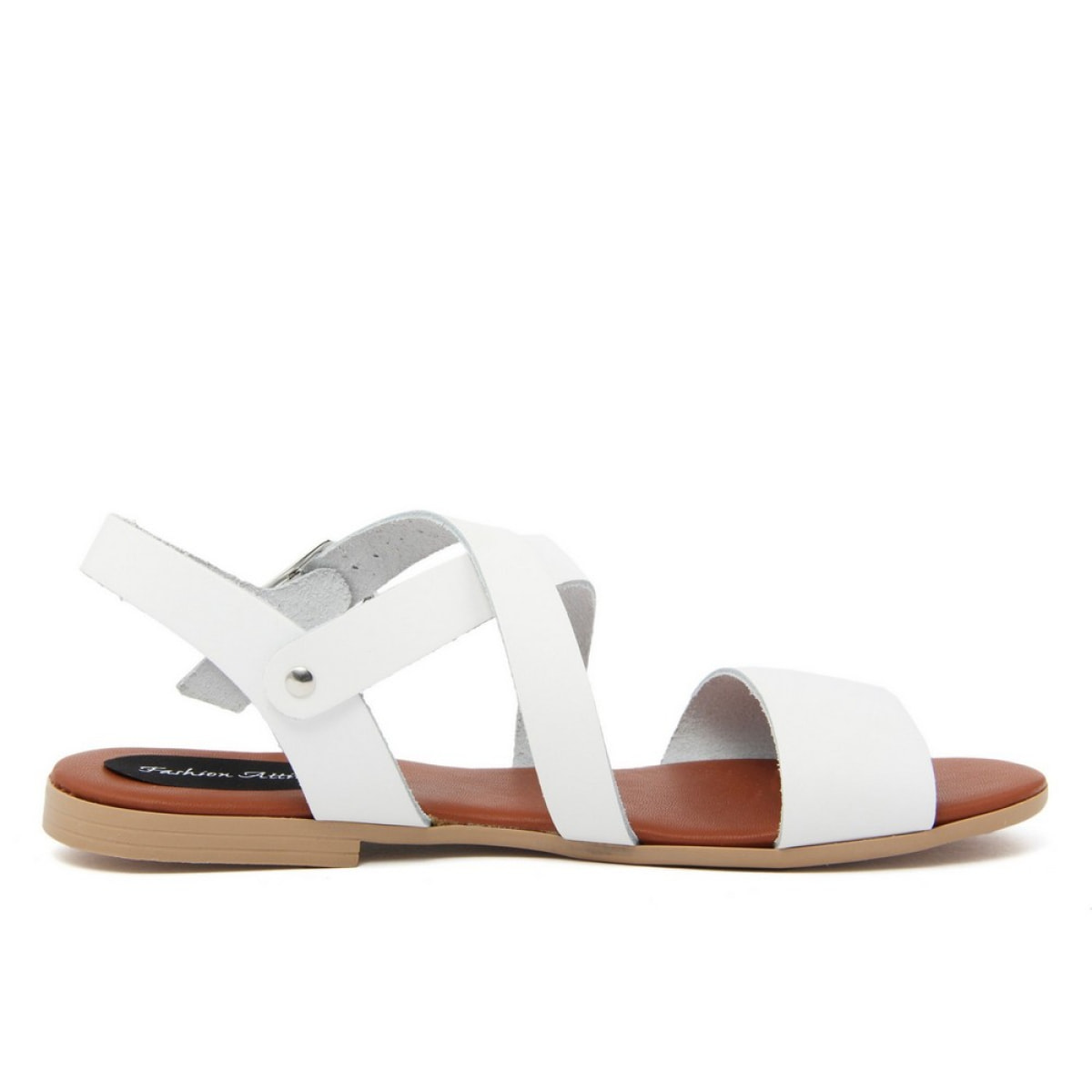 Sandali Flat Made in Italy in pelle colore Bianco, Altezza tacco 1,2 cm