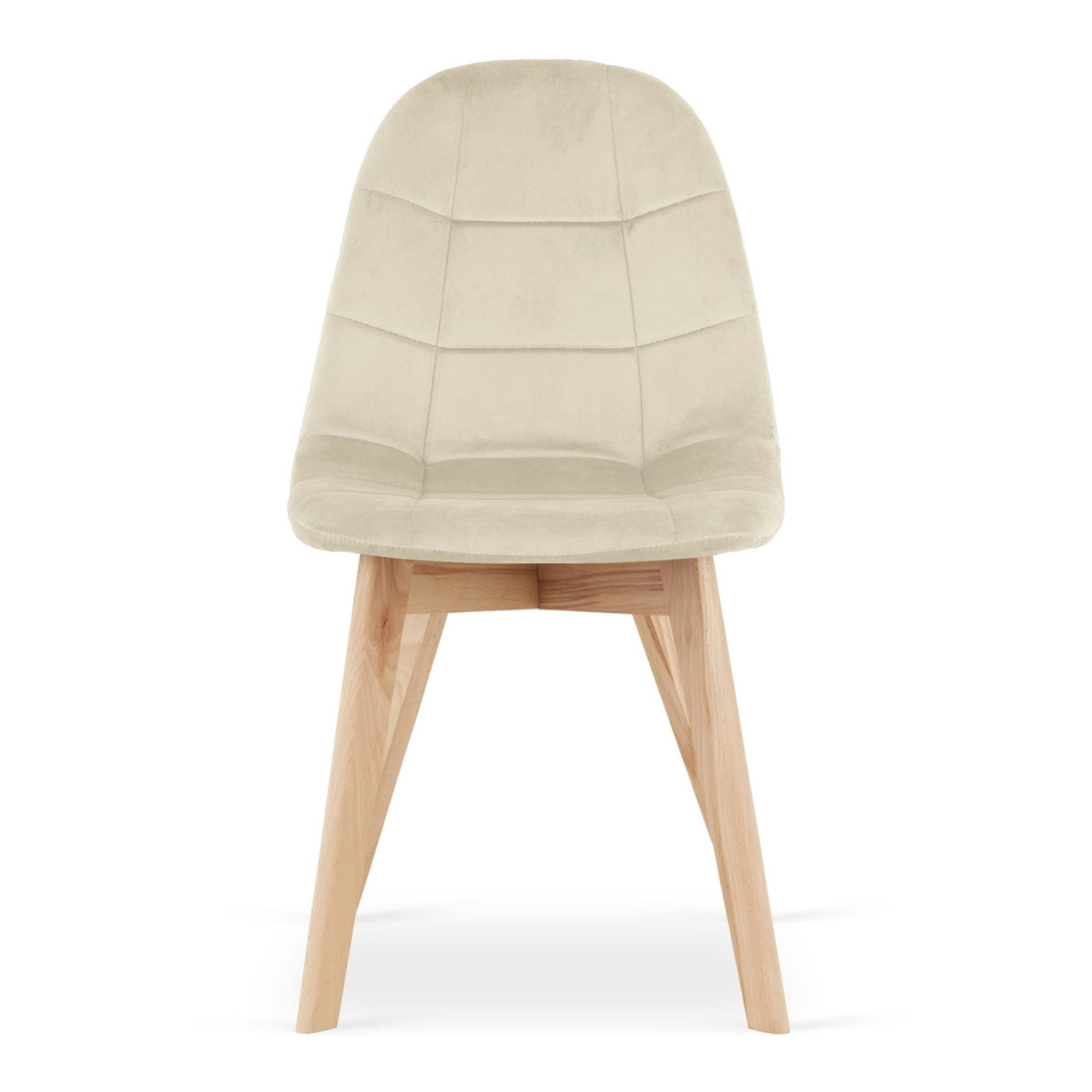 Sedia da pranzo Bora in velluto beige con gambe in faggio