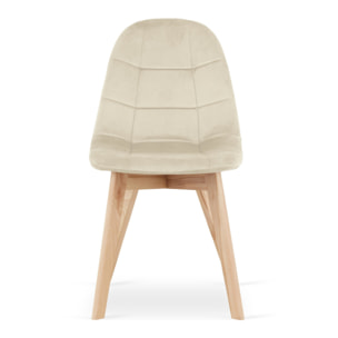 Sedia da pranzo Bora in velluto beige con gambe in faggio