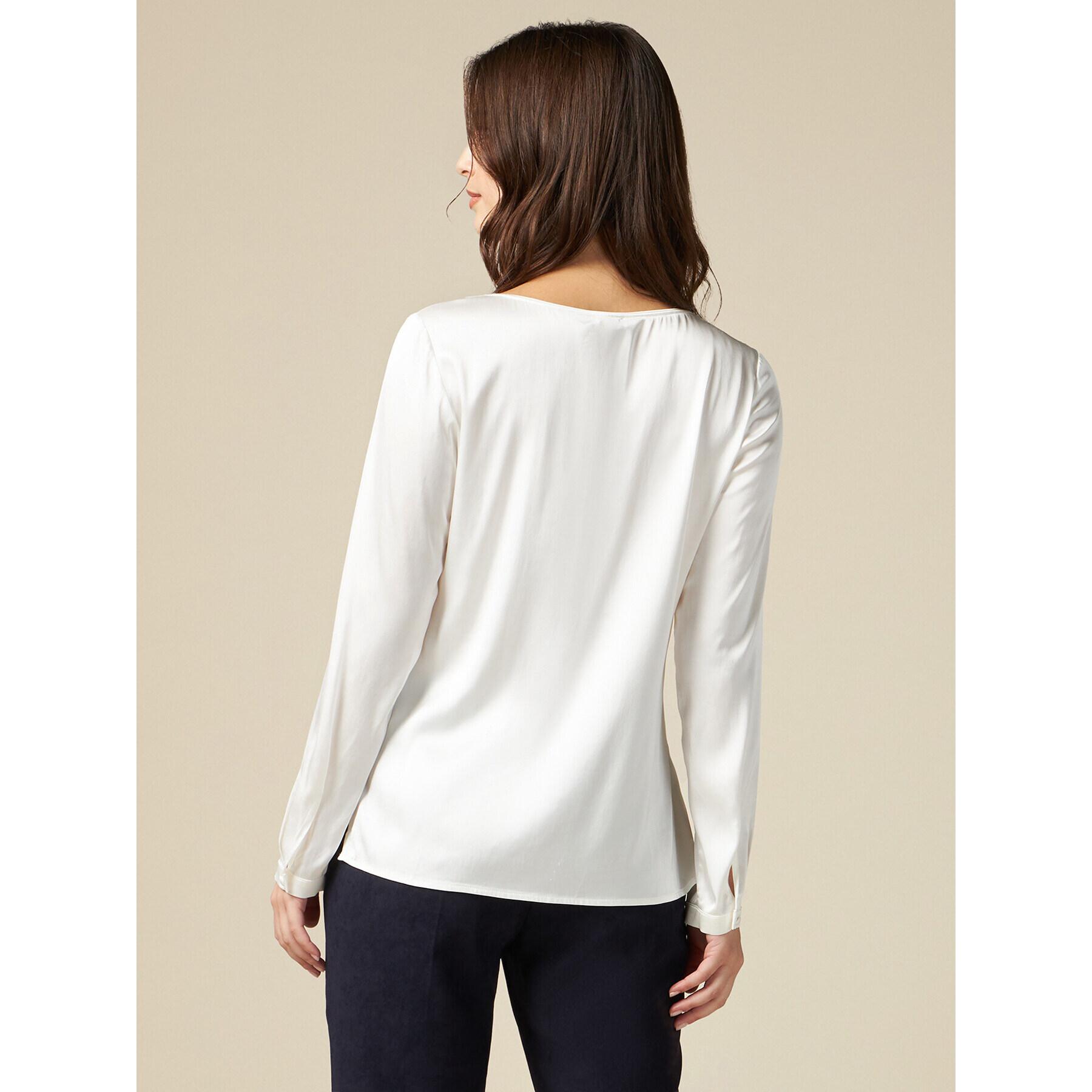 Oltre - Blusa en raso de viscosa - Blanco