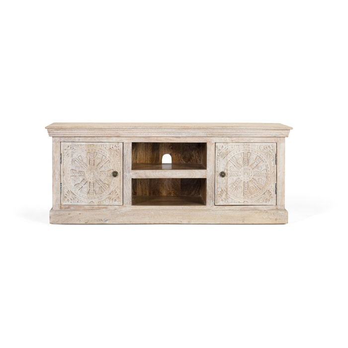 Mueble TV de Madera de Mango 152 Cm Estilo Étnico Colonial Tallado