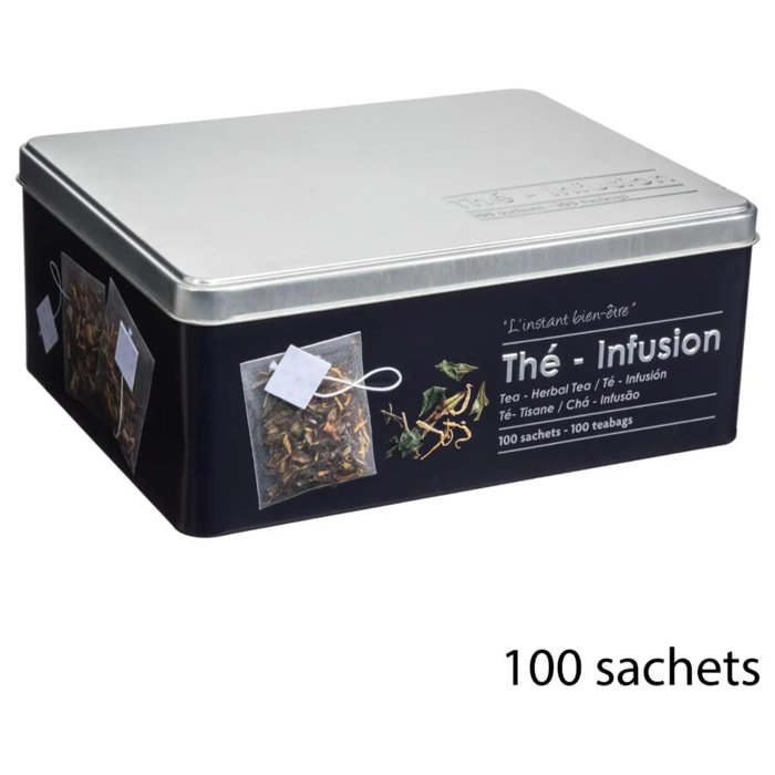 Boîte à thé 100 sachets métal "Black Edition" noir