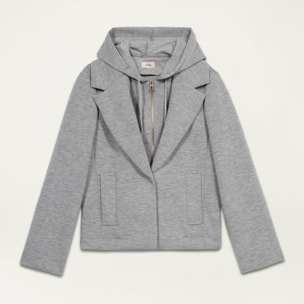 Oltre - Chaqueta en tejido scuba con capucha - Gris