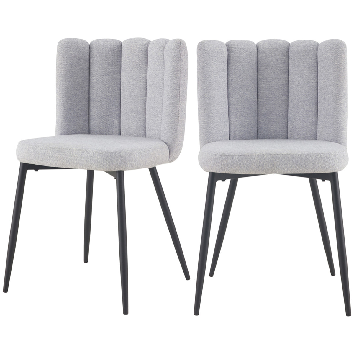 Lot de 2 chaises en tissu gris et pieds en métal noir - Rosy