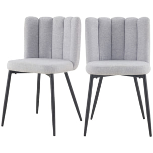 Lot de 2 chaises en tissu gris et pieds en métal noir - Rosy