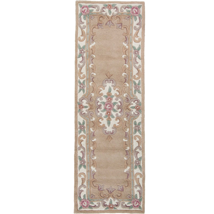 Tapis en laine de couloir AUBUSSON Beige