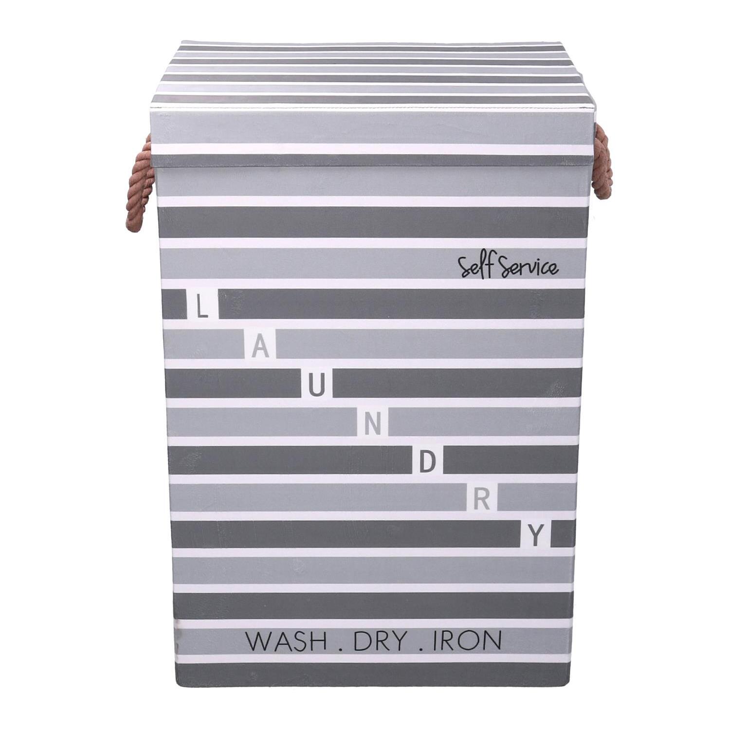 Cestone in tessuto laundry grigio con coperchio cm40x30h60