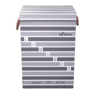 Cestone in tessuto laundry grigio con coperchio cm40x30h60