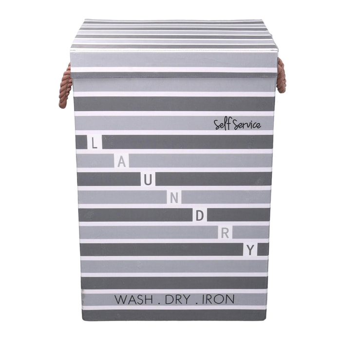 Cestone in tessuto laundry grigio con coperchio cm40x30h60