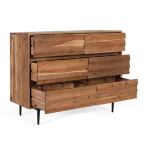 Cómoda de Madera de Acacia 110 Cm Estilo Rústico Moderno