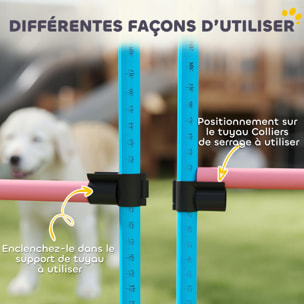 Agility sport pour chiens set de 4 obstacles professionnels avec système de maintien au sol sac transport fourni bleu rouge