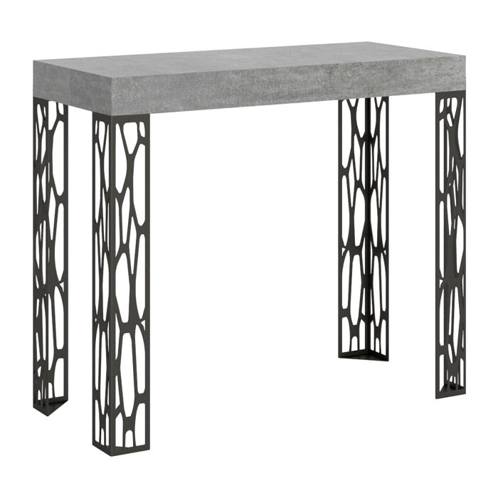 Console extensible 90x40/196 cm Ghibli Small Gris Béton cadre Anthracite