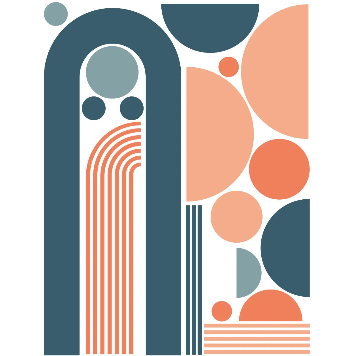 Papier peint - Ambiance Sticker - ARCHES ART MODERNE ET DEMI CERCLES - Intissé - 160x120cm