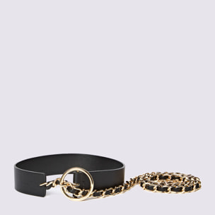 Fiorella Rubino - Cintura a catena con fibbia rotonda - Nero