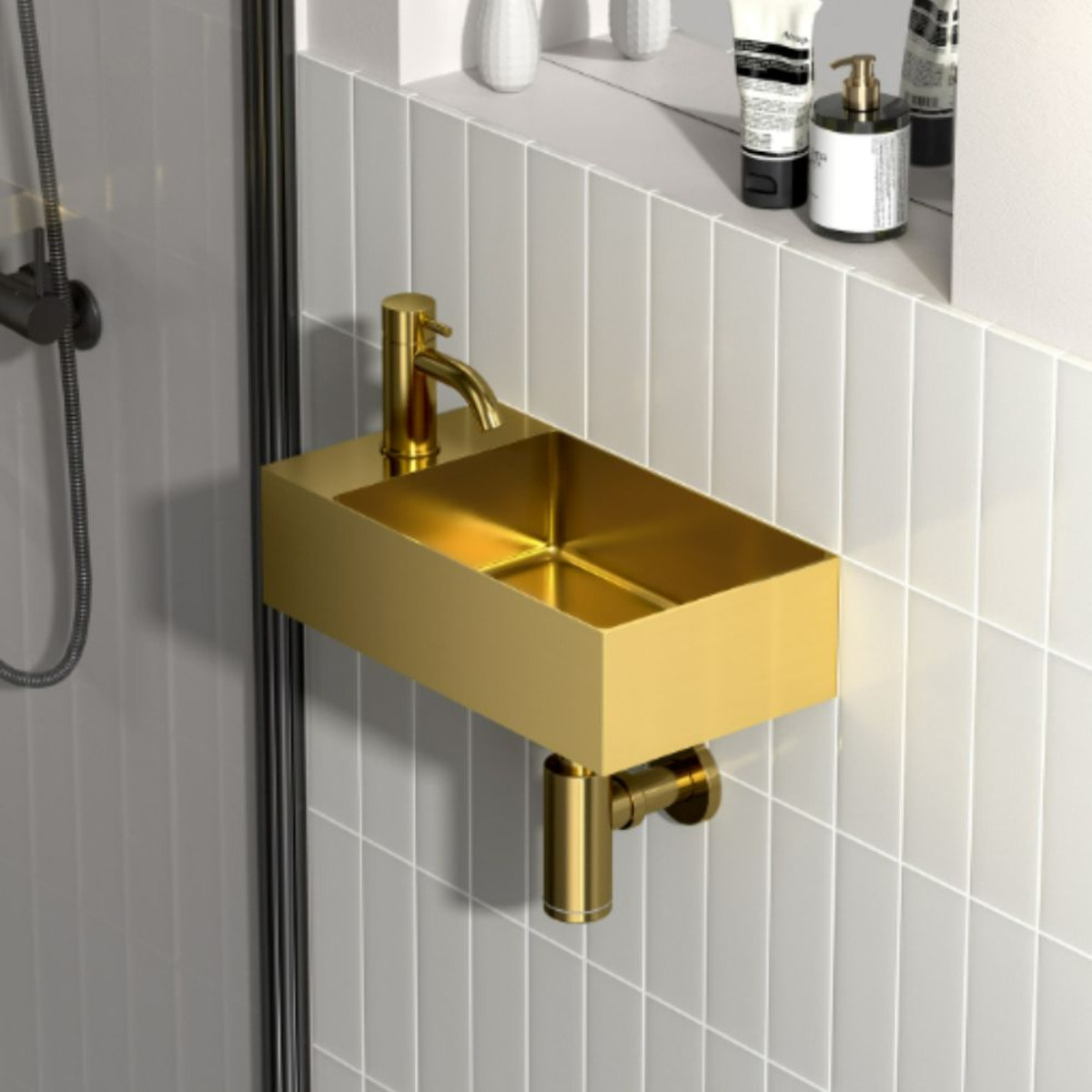 Lave-mains AURUM or brossé 36 × 18 × 9 cm – acier inoxydable 304 haut de gamme, design premium Or brossé PVD (SATAUR3618BG)