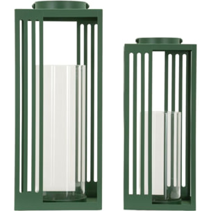 LANTERNE LINEE COPPIA CM 18,3X18,3X43,5-15X15X36,5 (VETRO TEMPERATO)