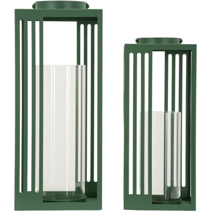 LANTERNE LINEE COPPIA CM 18,3X18,3X43,5-15X15X36,5 (VETRO TEMPERATO)