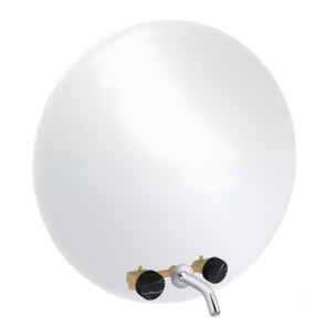 Miroir LED rond 3 trous + mélangeur lavabo encastré 3 trous Grands Boulevards marbré orage et chromé