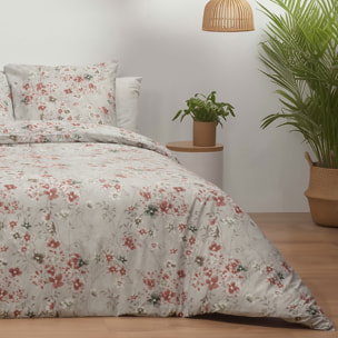 Parure de lit avec housse de couette 240x220 cm + 2 taies d'oreiller 65x65 cm 100% percale de coton - LINDSAY -