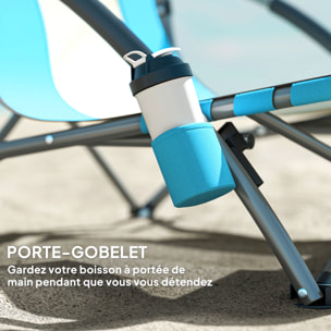Chaise de plage pliante - chaise de camping compacte légère poids net 2,2 Kg - métal polyester textilène bleu