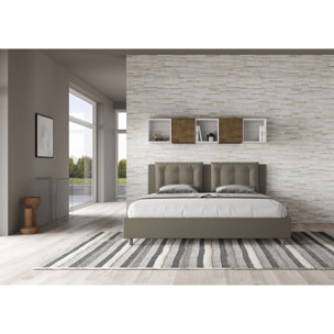 Letto matrimoniale king size contenitore imbottito 200x210 similpelle cappuccino Annalisa