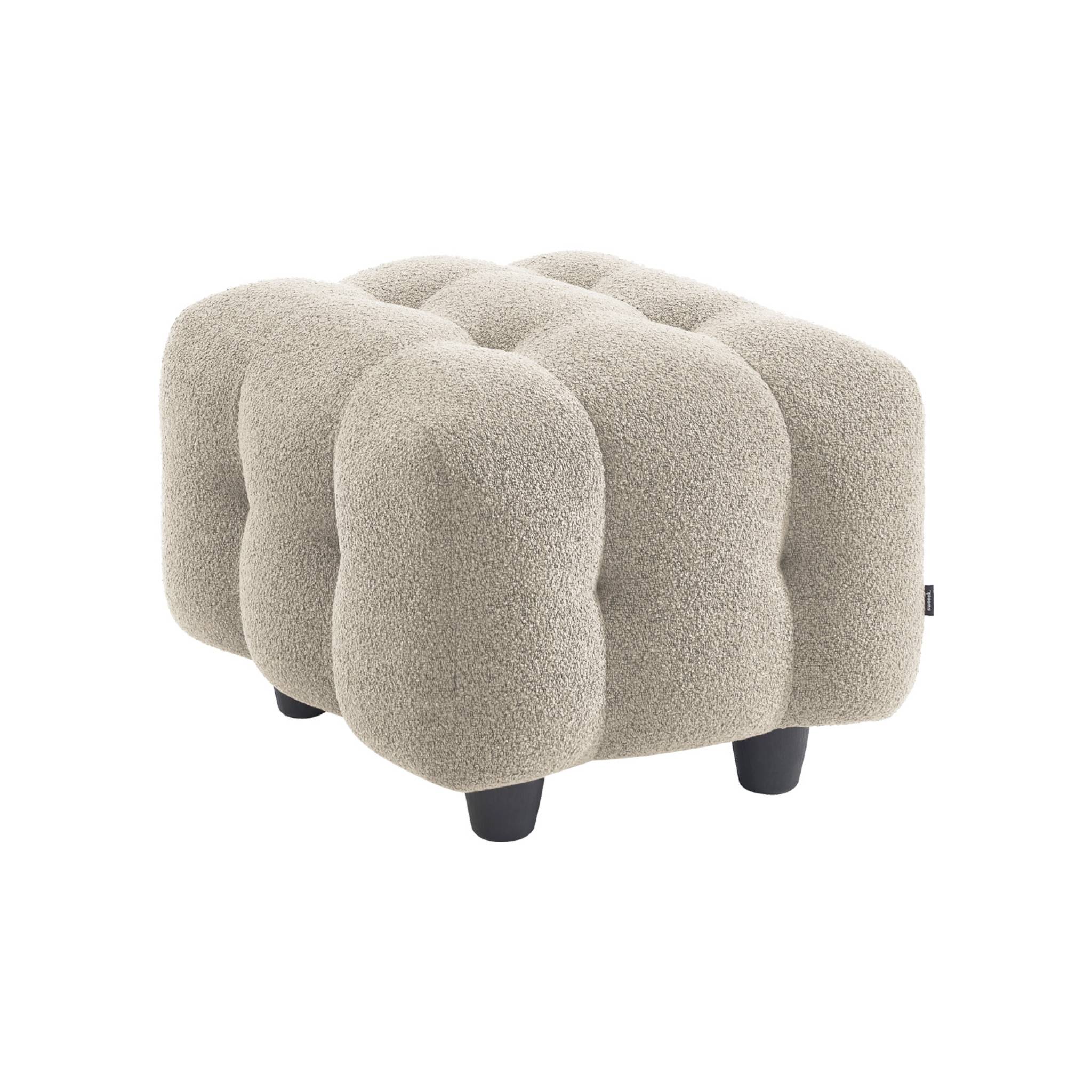 Pouf. module pour canapé. repose-pieds pour canapé 2 places en bouclette texturée beige L 69 x P 59 x H 48cm - Leon